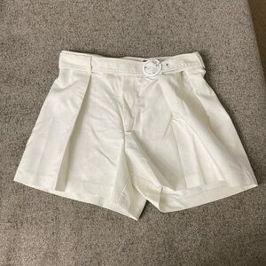 Crosby Pinstripe Cream Belted Shorts